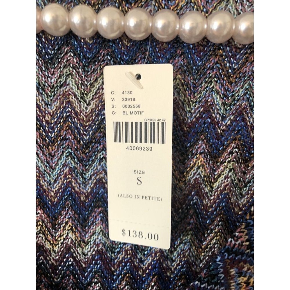 NWT Anthropologie Maeve Womens Size Small Westwater Blue Knit Dress Chevron - Picture 7 of 7